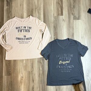 Woman’s Funny Aging Graphic Tees Set - Cream and Gray